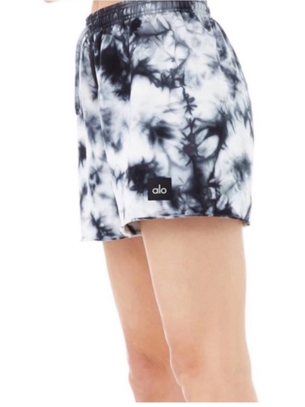 ALO Yoga Black & White Tie-Dye Athletic Shorts